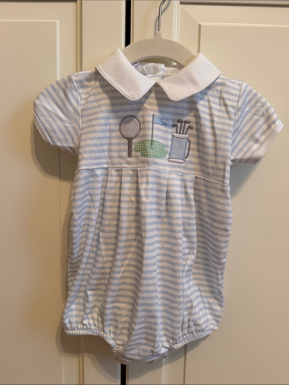 Magnolia Baby 24 month Striped Blue & White Baby Golf Romper